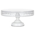 White 14 inch Round Metal Cake Stand W92487