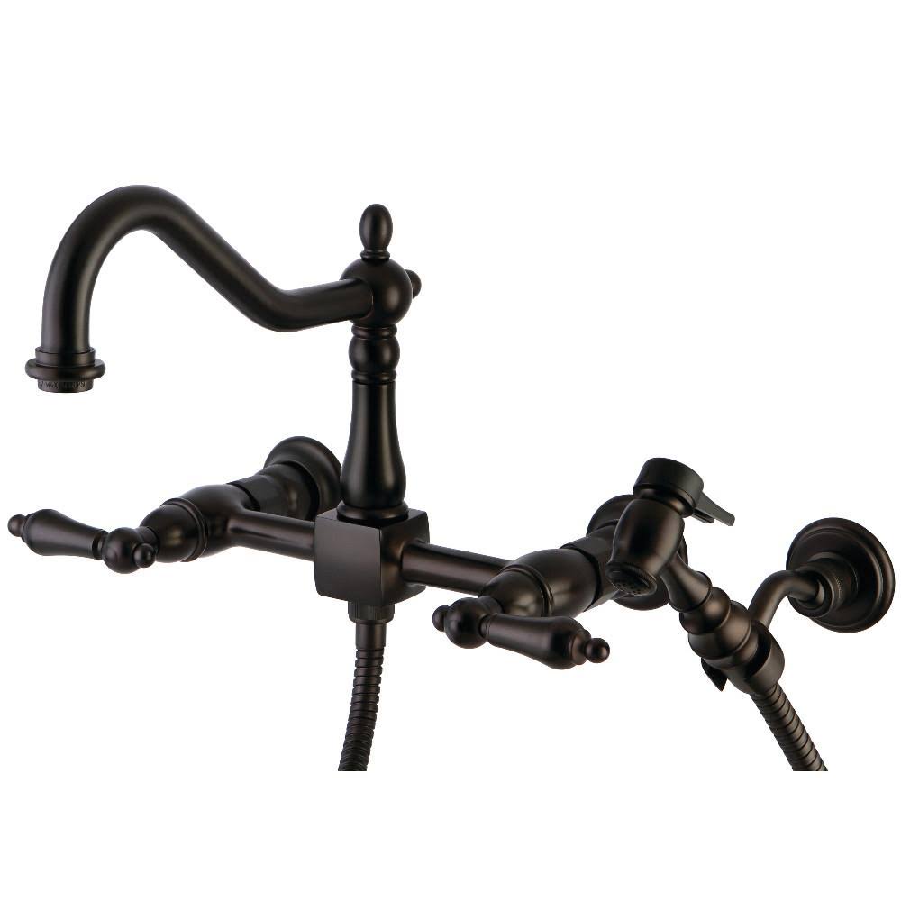 Antique Brass Wall Mount Kitchen Faucet with Brass Sprayer J828
