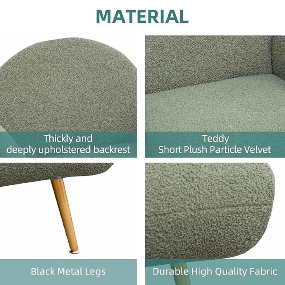 Green Upholstered Accent Chair with Metal Frame U136