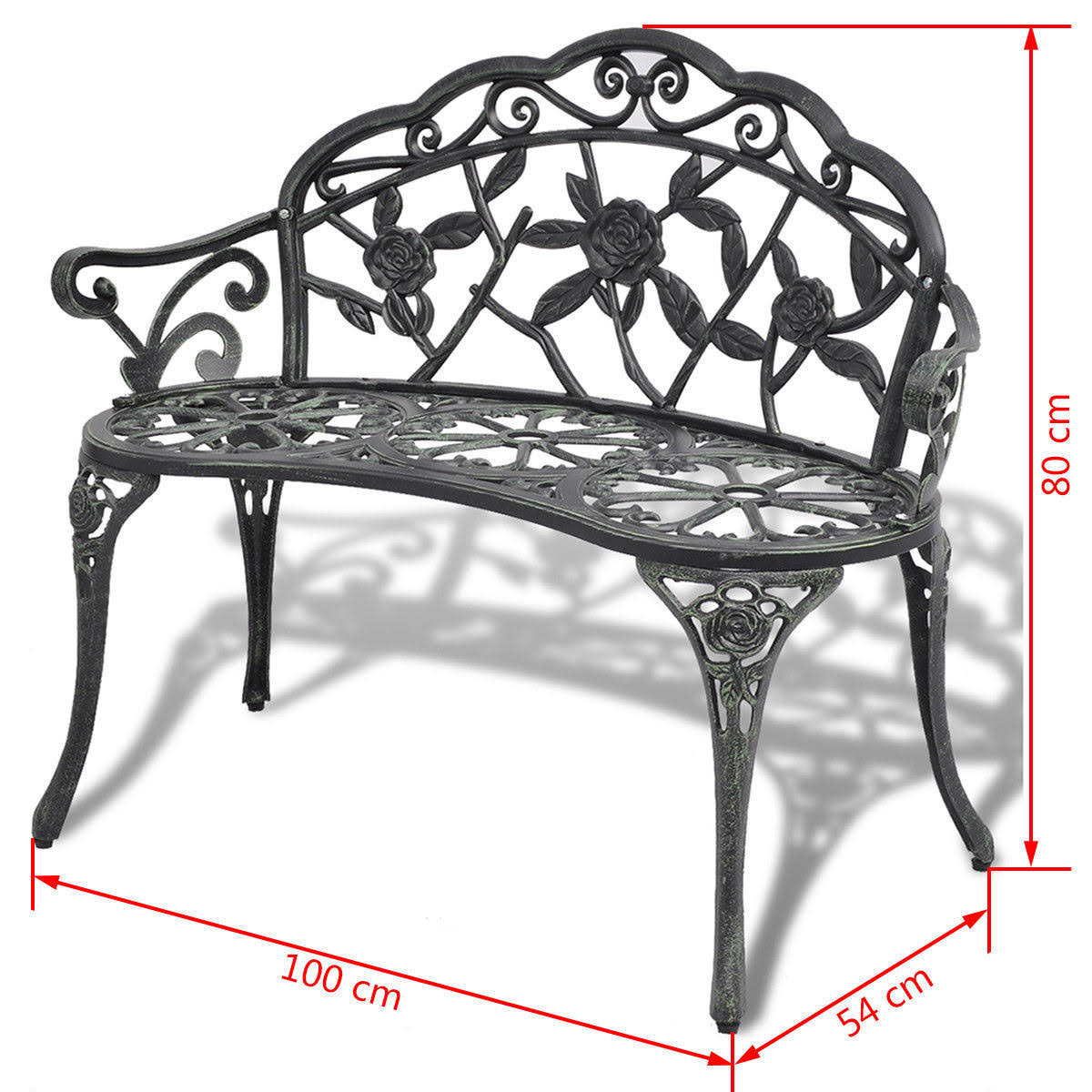 Green Cast Aluminum Outdoor Patio Bench V472