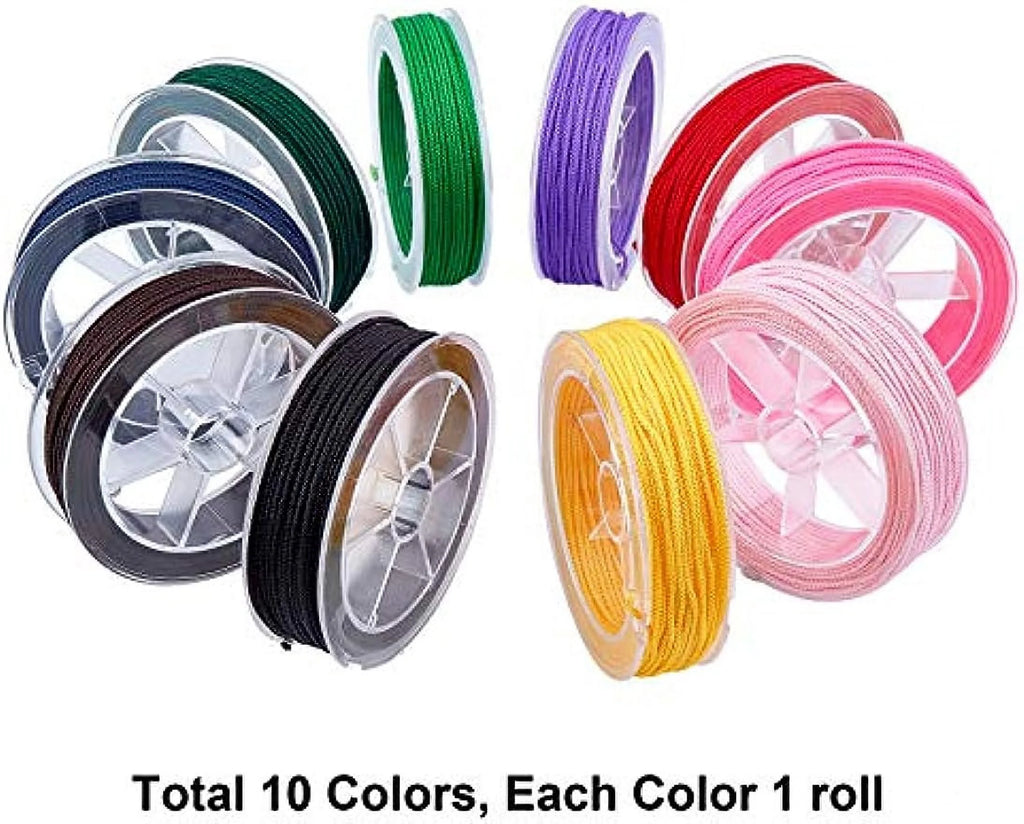 10 Colors 19 Yards/Roll 1.5mm Braided Nylon Threads 10Rolls/Set Q895