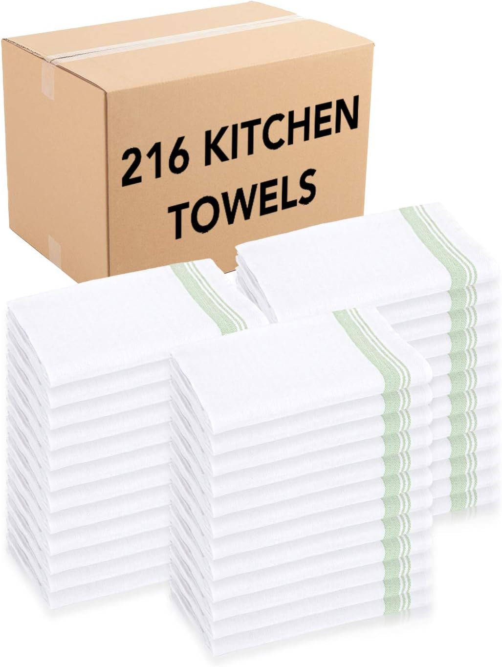 Oversized 100 Percent Cotton Kitchen Towels, Blue Stripes, 216 Bulk Case Pack C788