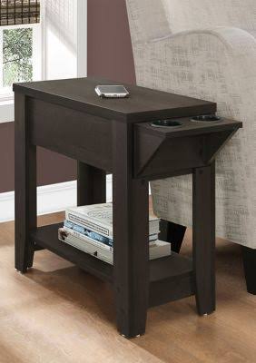 Cappuccino Accent Table with Glass Holder V3017