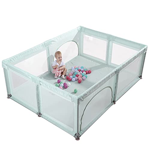 Extra Large Play Yard with Window Gates (79x59x27 Inches, Grey) J948199