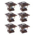 Bronze Solar Cast Aluminum LED Post Cap Light, 6 Pack J78956