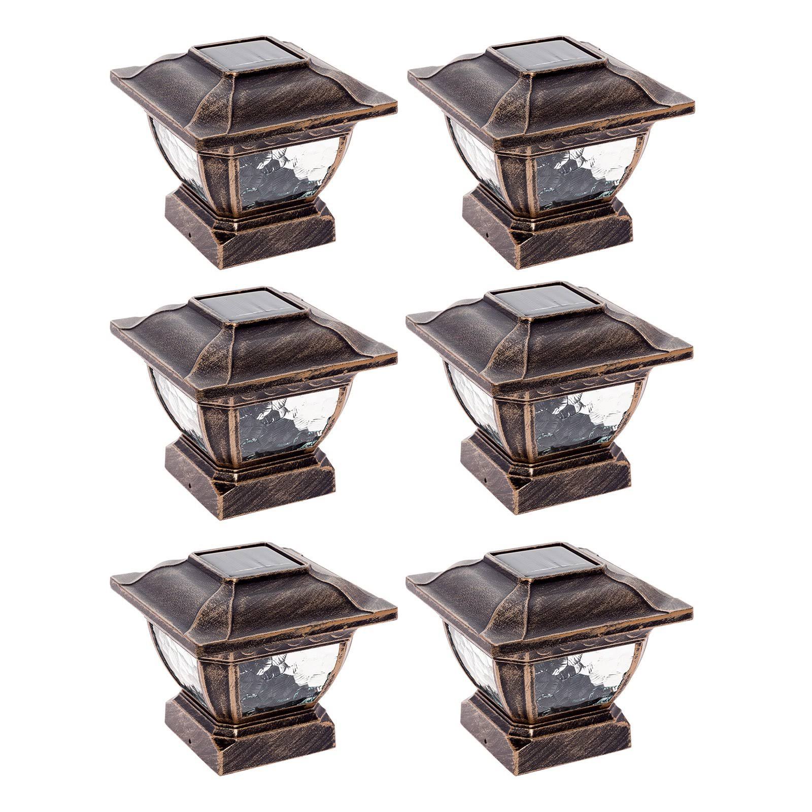 Bronze Solar Cast Aluminum LED Post Cap Light, 6 Pack J78956