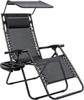 Black Zero Gravity Folding Recliner Chair with Canopy Shade B493159