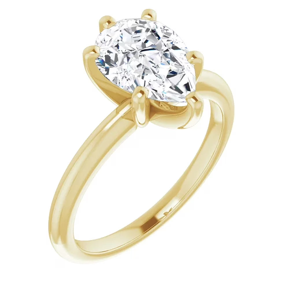 2Ct Pear Moissanite Solitaire Engagement Ring 14k Gold E785