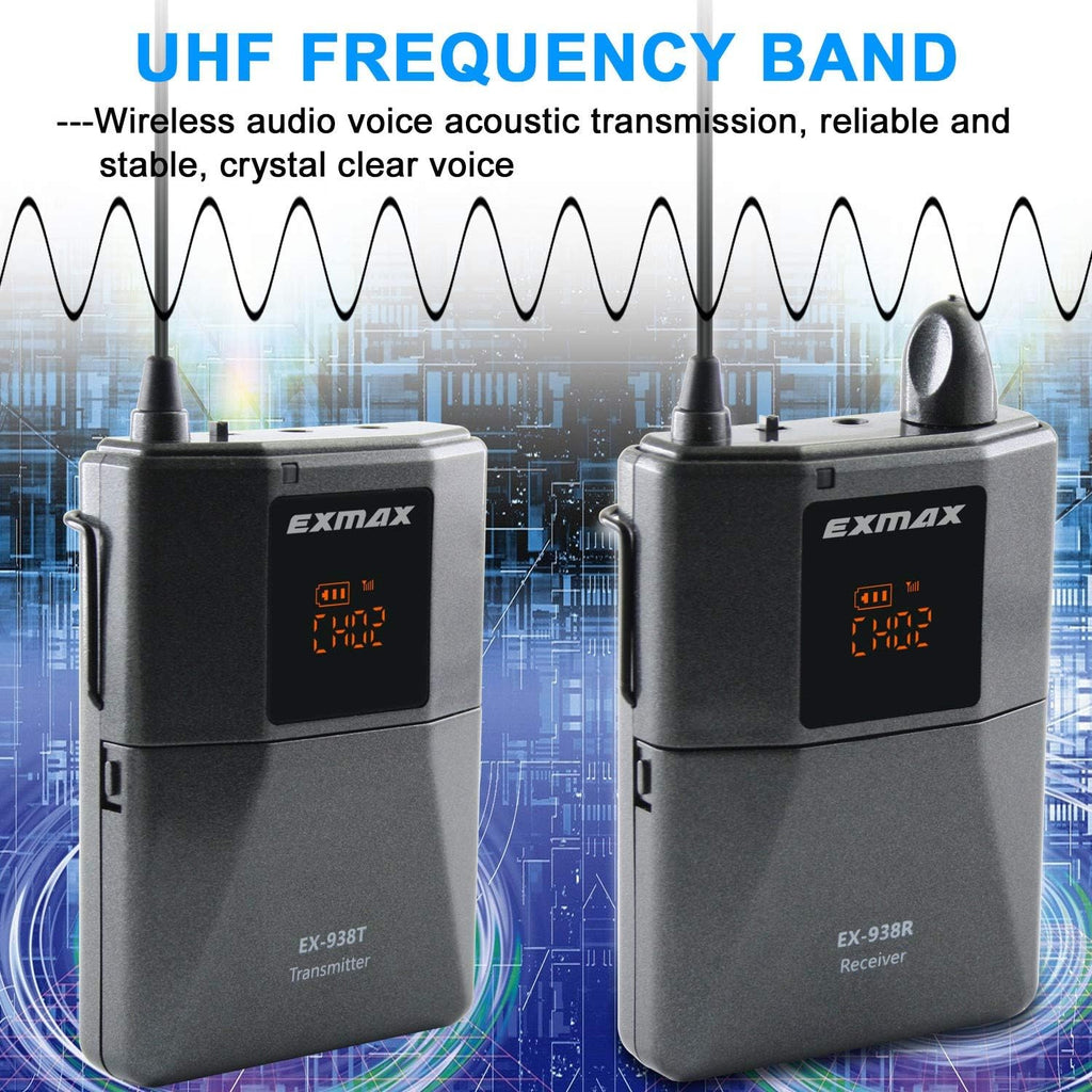 Wireless Headset Microphone Tour Guide System (1 Transmitter 8 Receivers with Black Storage Case) I401