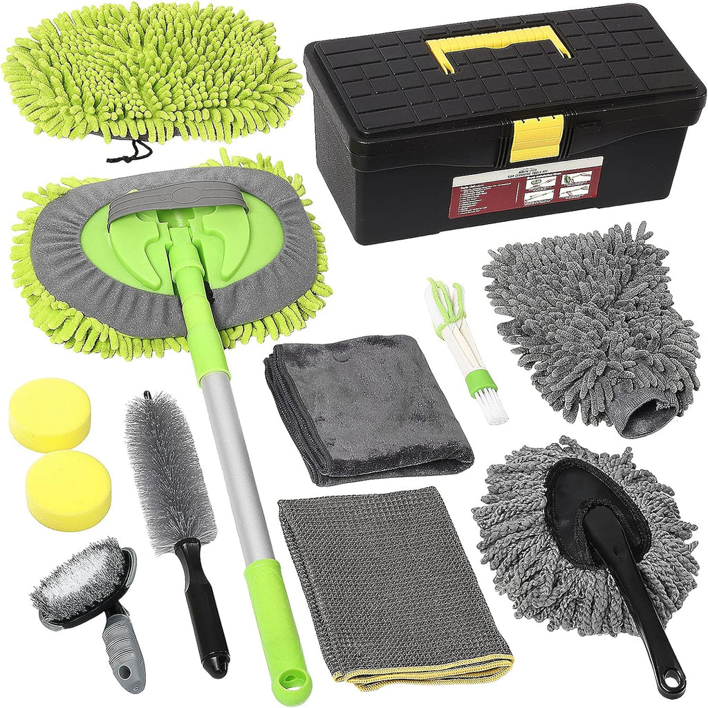12 Pcs Car Wash Kit with Microfiber Towels and Storage Box B43362
