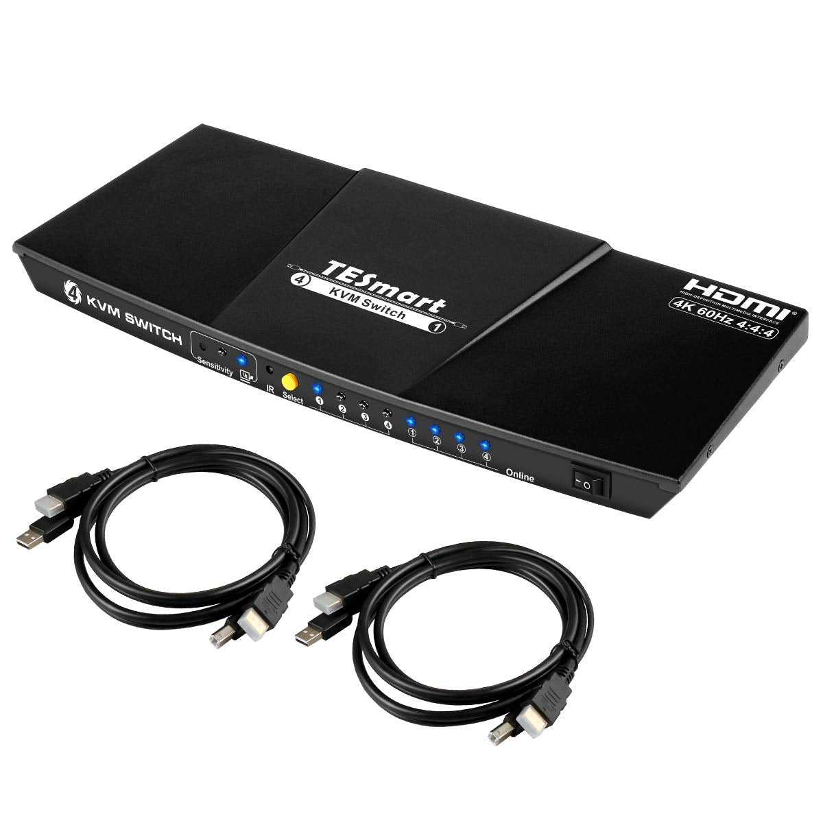 4-Port HDMI KVM Switch with 2 Pcs 5ft KVM Cables N284840
