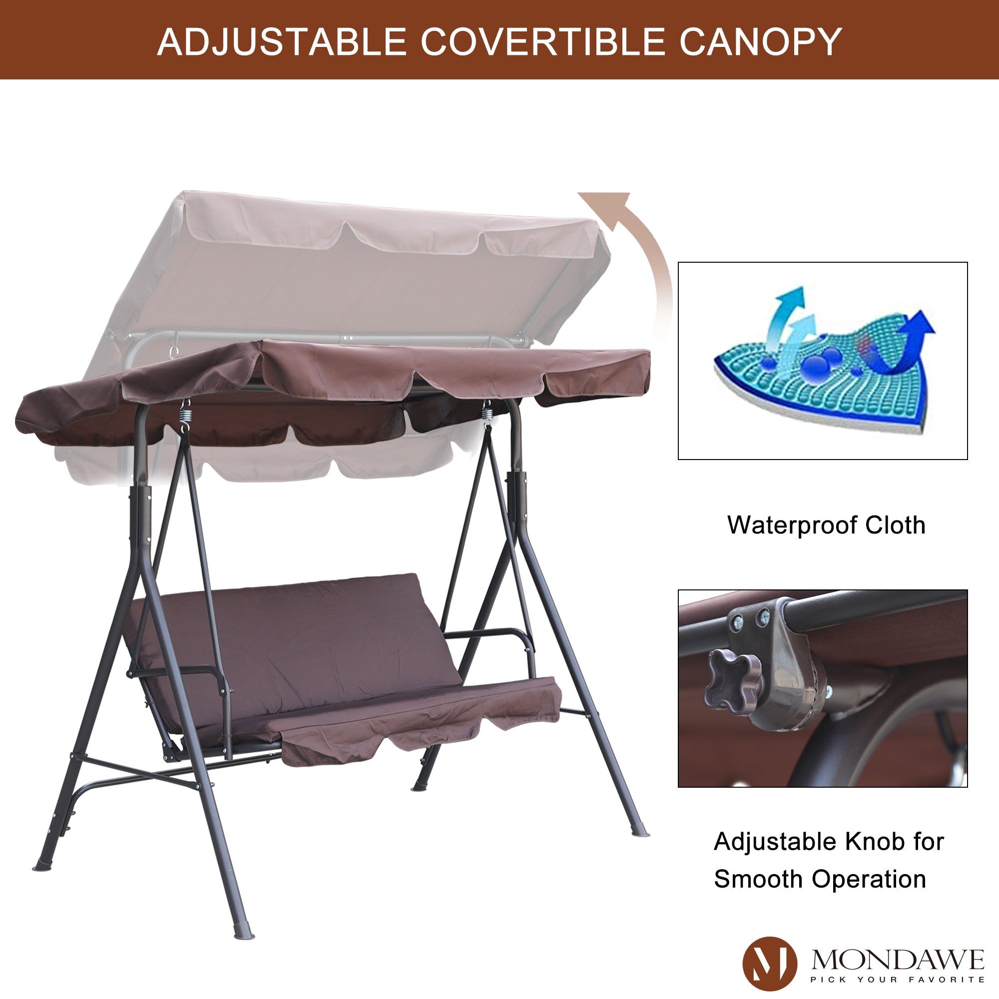 Freestanding Patio Swing Chair with Canopy V7357