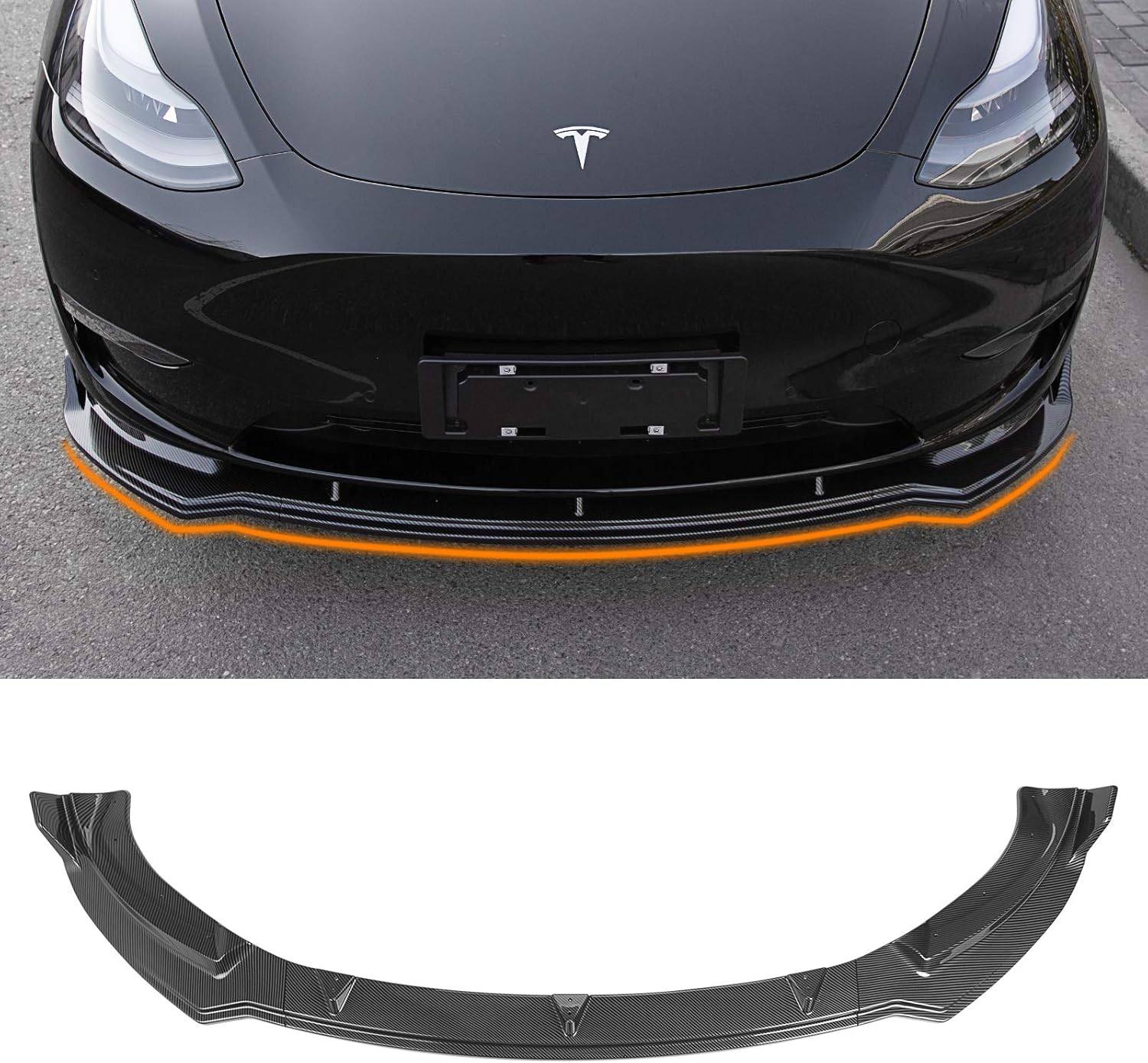 Matte Carbon Fiber Pattern Front Bumper Lip Kit F2460