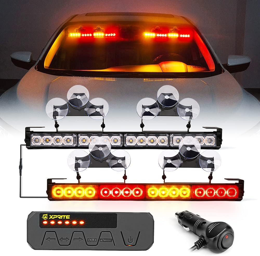 Amber LED Emergency Strobe Light Bar with Control Box, Pack of 2 Z487