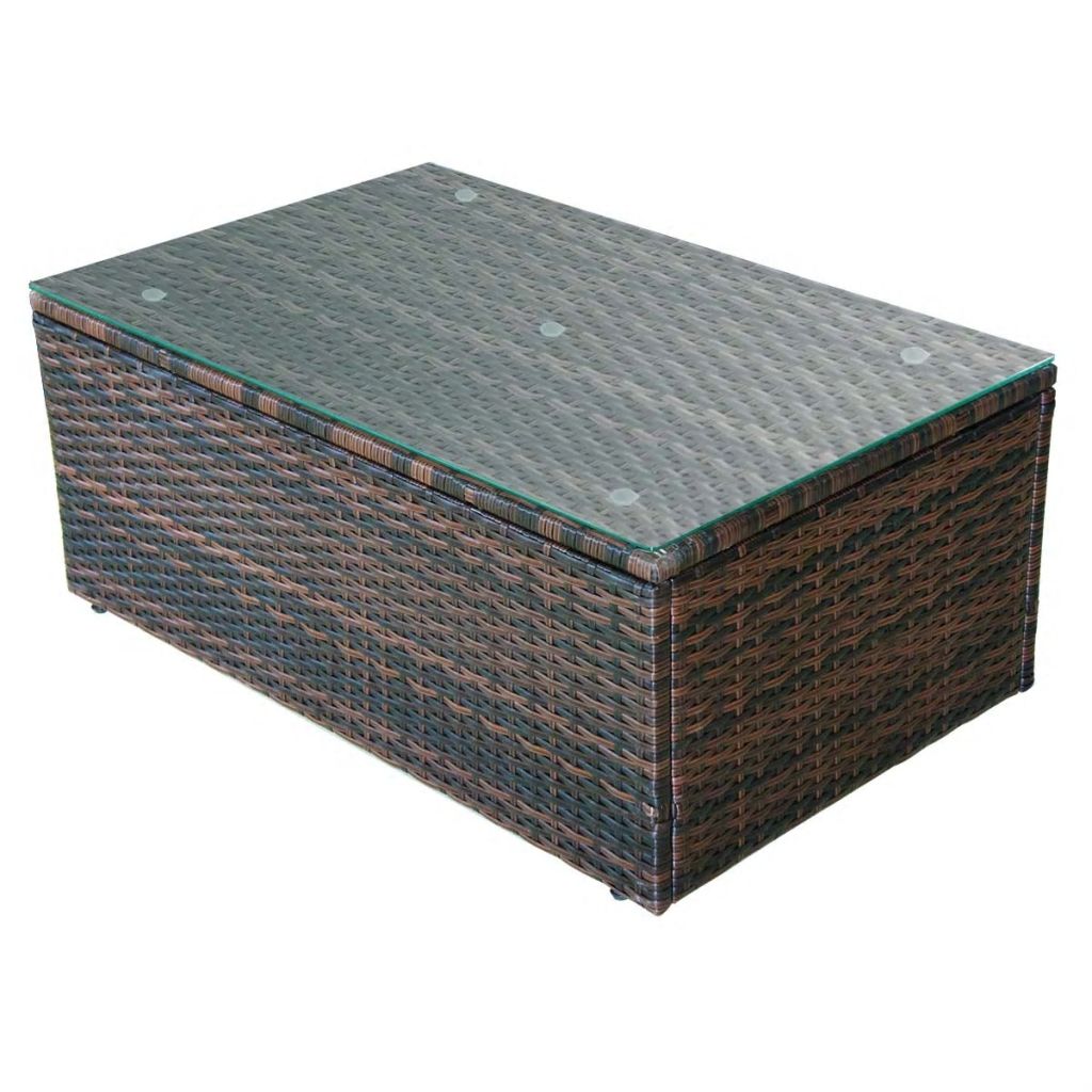 4 Piece Outdoor Corner Sofa with Coffee Table and 2 Ottomans Brown Poly Rattan S619040