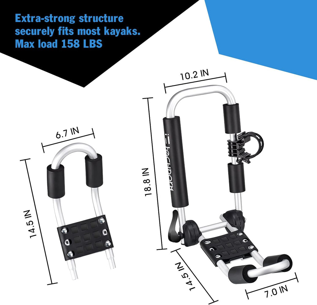 J-Style Folding Kayak Roof Rack with 2pcs Straps and Paddle Holders A5881