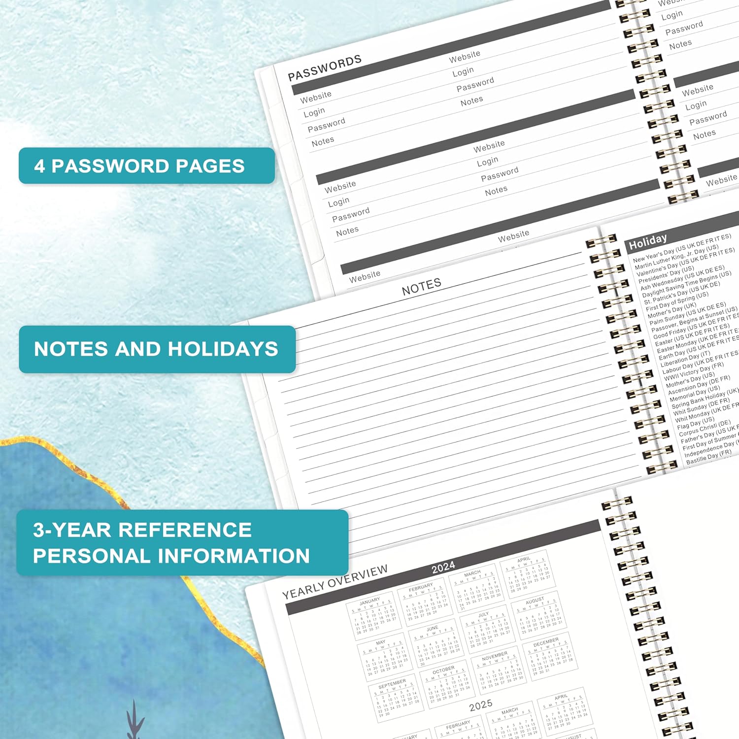 2-Year Monthly Planner 9" × 11" with Flexible Cover T385794