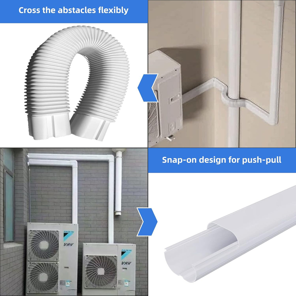 3" White PVC Line Set Cover Kit, 13.3 FT, Pack of 2 T667