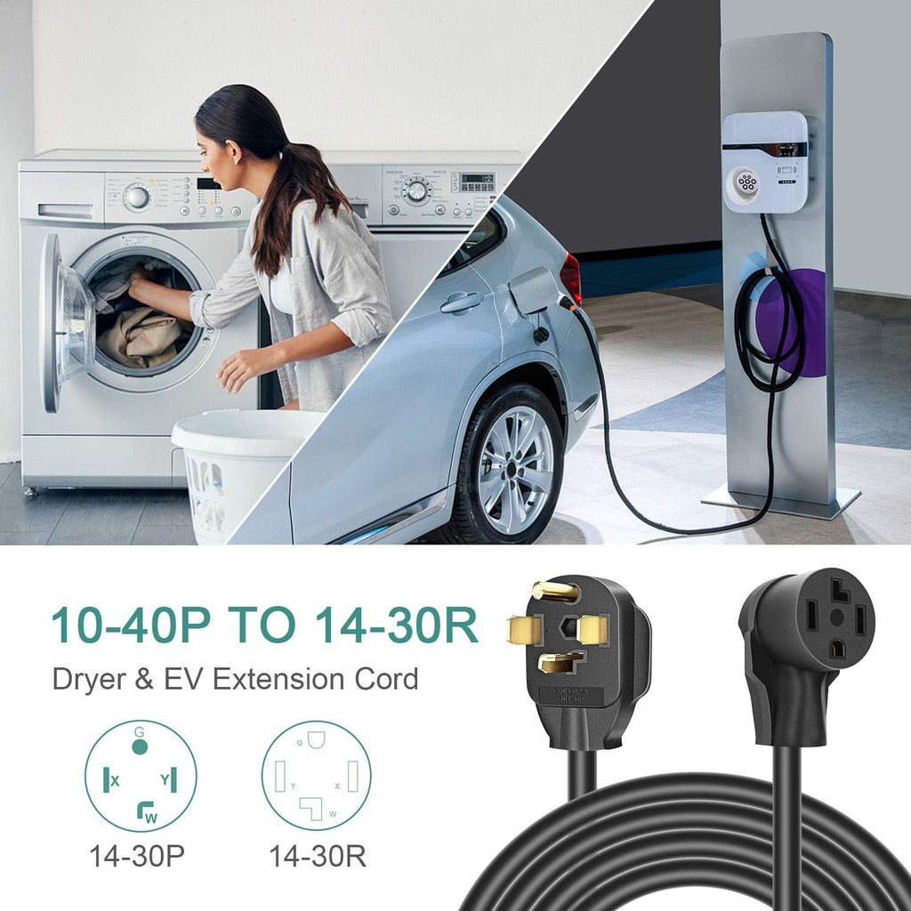 Dryer Extension Cord 4 Prong, 30 Amp, 10 Feet, Pack of 2 H101913