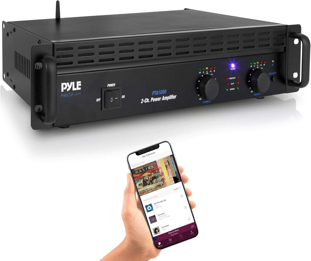 2-Channel Bluetooth Power Amplifier, 2000W Bridgeable Rack Mount Pro Audio Receiver K97889