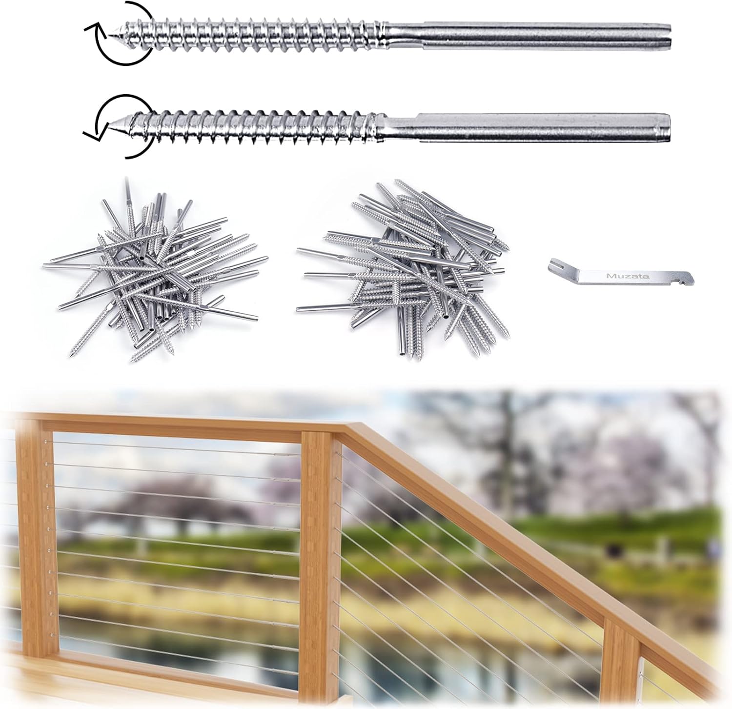 80Pack 1/8 Swage Lag Screws Left & Right Cable Railing Hardware Kit T316 Stainless Steel G253665