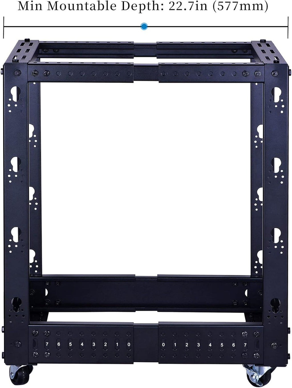 12U Open Frame Server Rack, Heavy Duty 4 Post Adjustable Depth with Casters U658