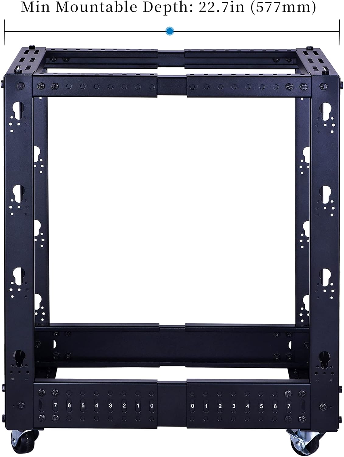 12U Open Frame Server Rack, Heavy Duty 4 Post Adjustable Depth with Casters U658