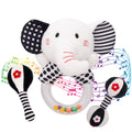 3PCS Soft Baby Rattles High Contrast Black and White Plush Rattle Toy C509