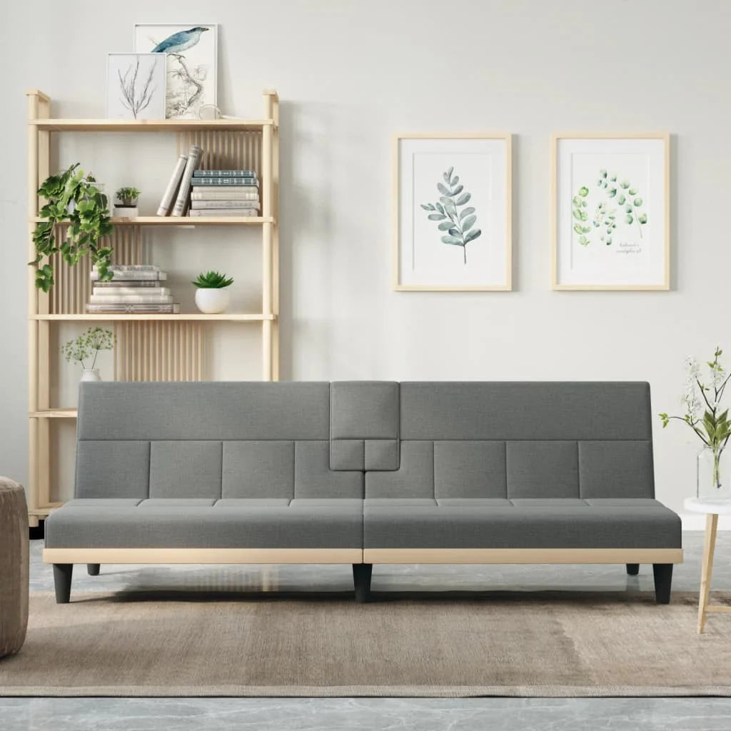 Dark Gray Fabric Sofa Bed with Cup Holders N54093