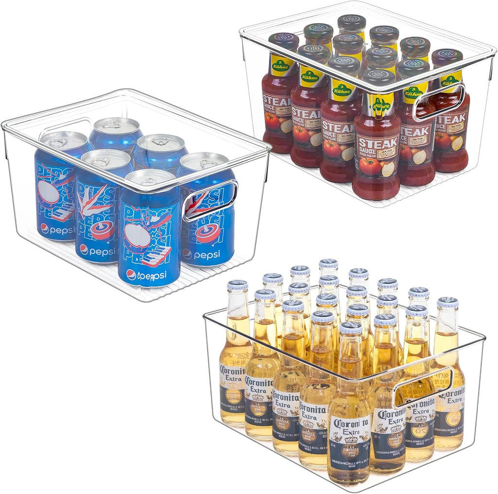 Clear Plastic Fridge Storage Bin with Lids, 9 PCS N655367