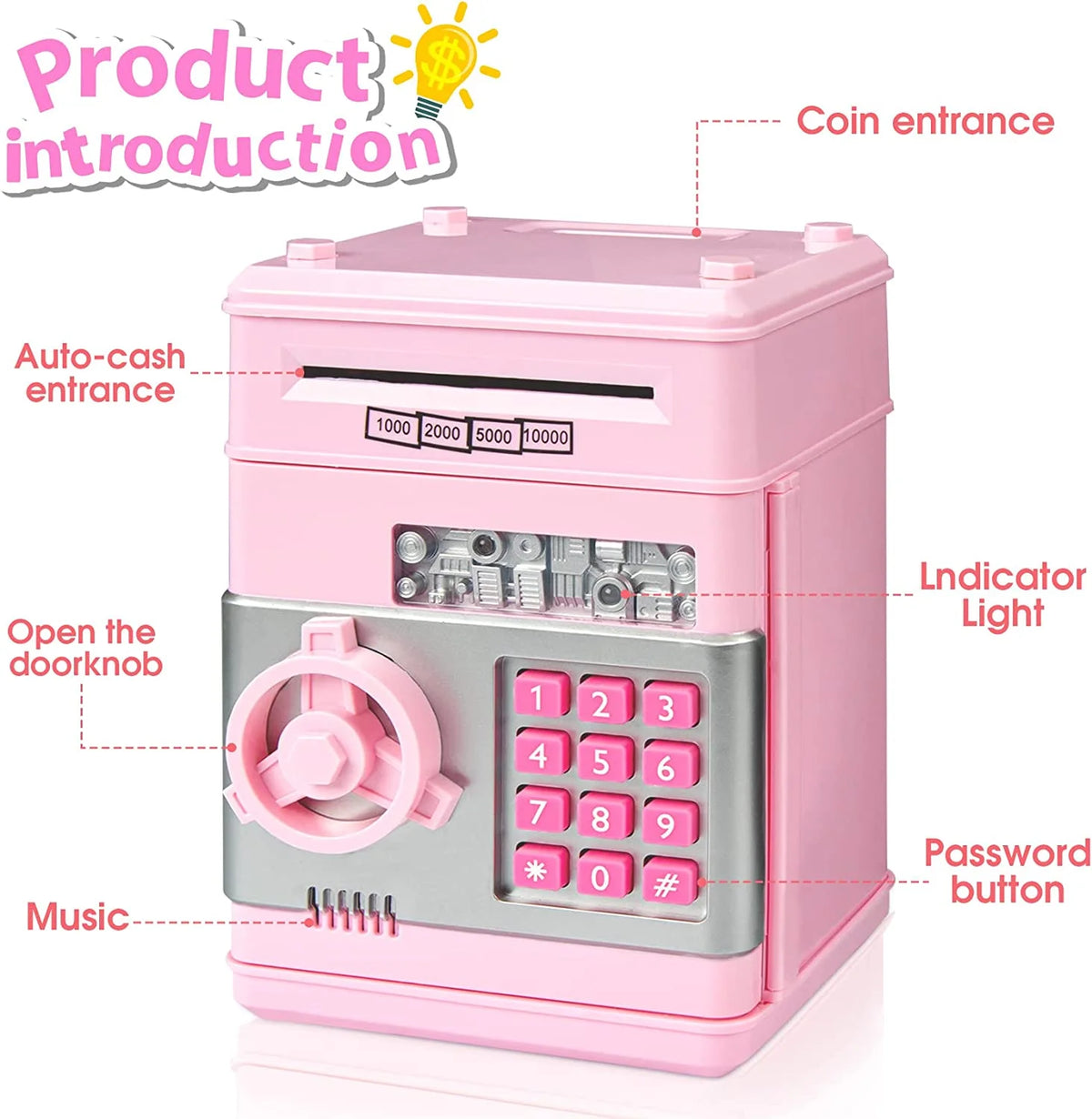 Piggy Money Bank for Kids, Pink I4762