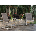 3-Piece Grey Eucalyptus Wicker Rocking Chair Set O39142