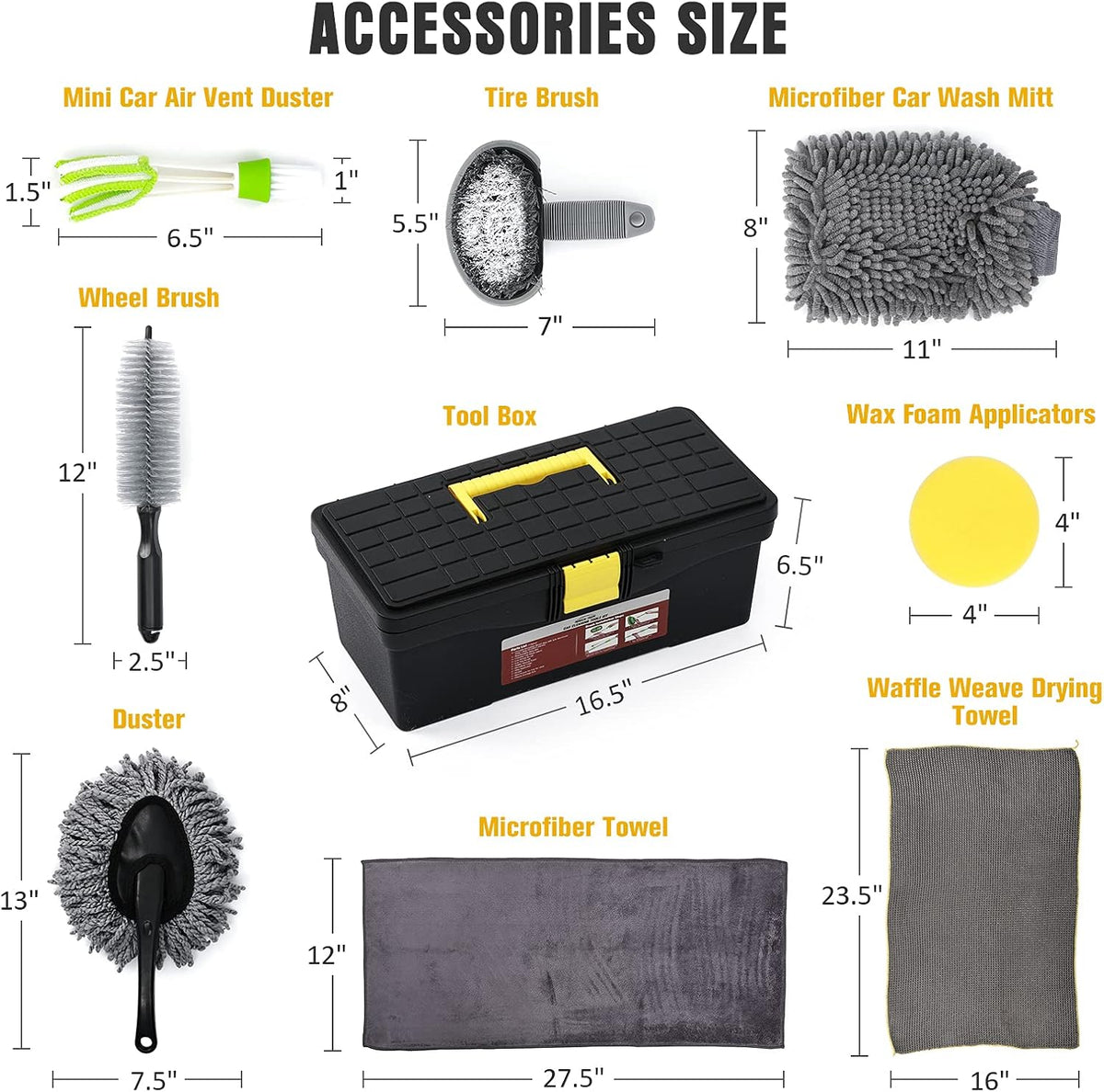 12 Pcs Car Wash Kit with Microfiber Towels and Storage Box B43362