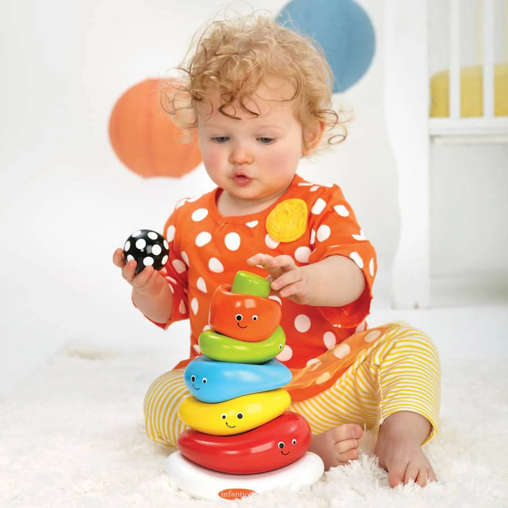 Multicolor 7-Piece Ring Stacking Toy with Rocking Base P5557