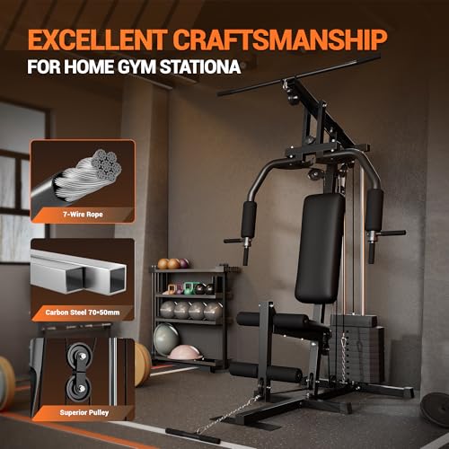 150LBS Weight Stack Home Gym Station with Pulley System Y36240