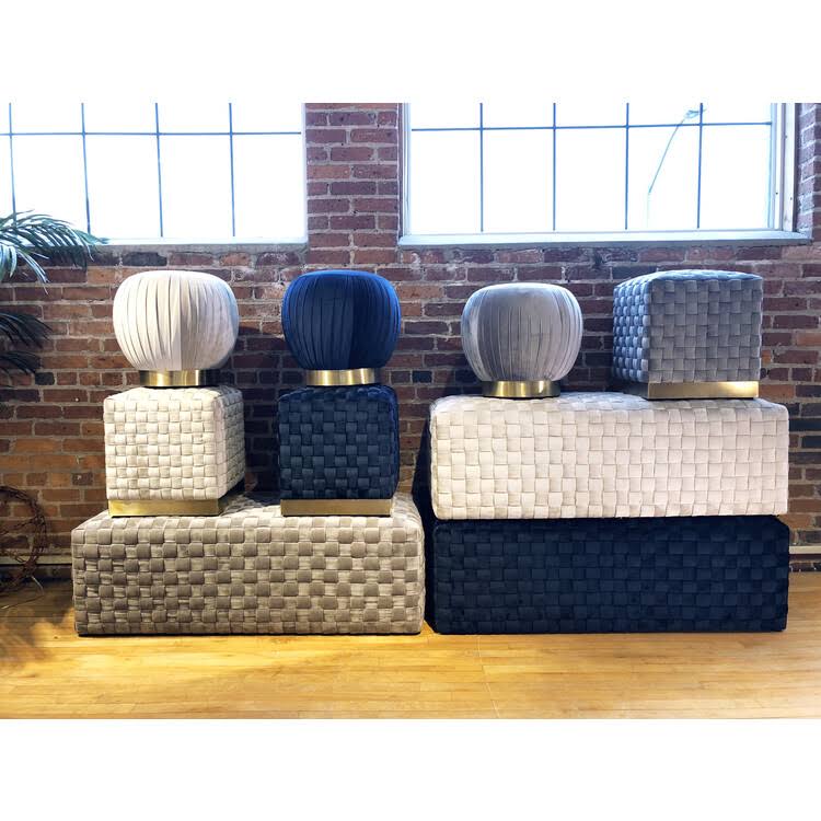 Navy Round Ottoman E6025