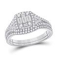 14k White Gold Baguette Diamond Bridal Wedding Ring Set 5/8 Cttw L636816
