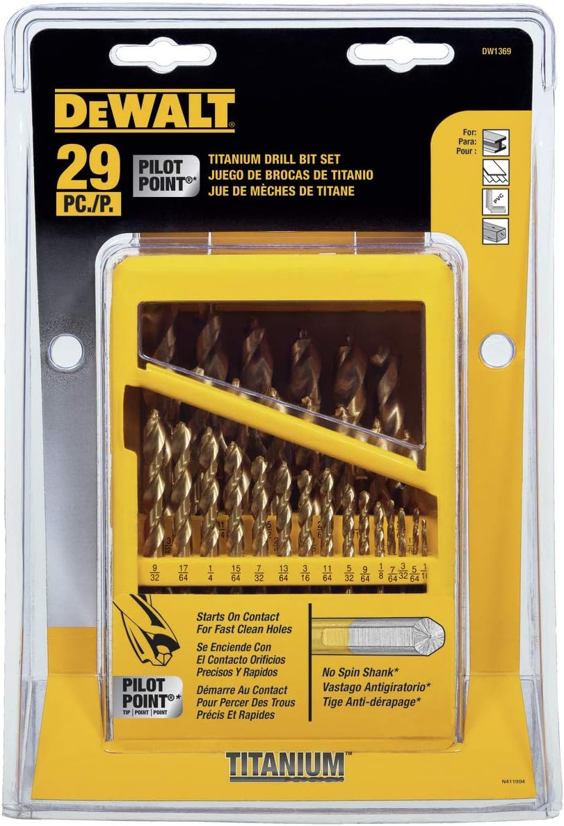 29-Piece Titanium Drill Bit Set with Pilot Point D8636