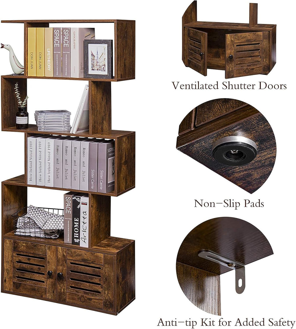 5-Tier Wooden Bookcase with Doors L392001