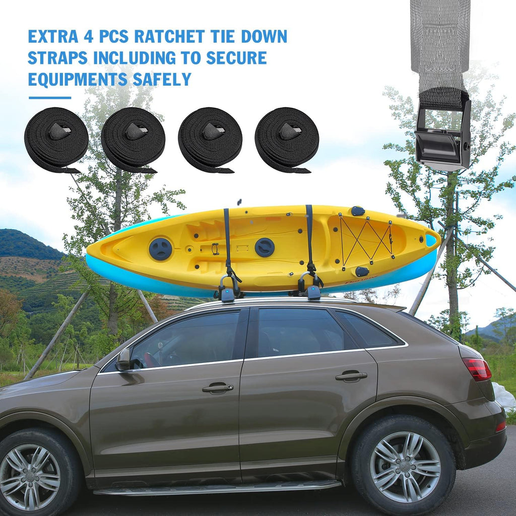 J-Style Folding Kayak Roof Rack with 2pcs Straps and Paddle Holders A5881