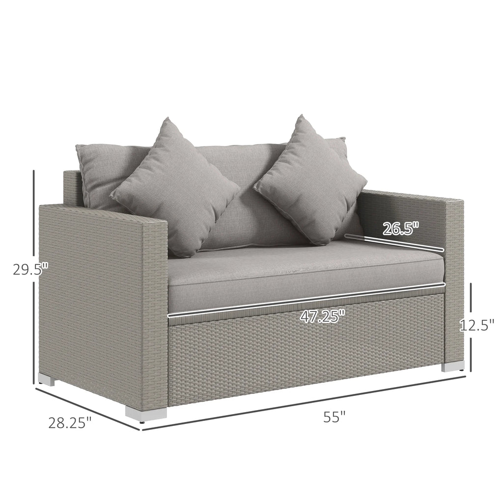 Gray Padded Outdoor Loveseat Sofa T466