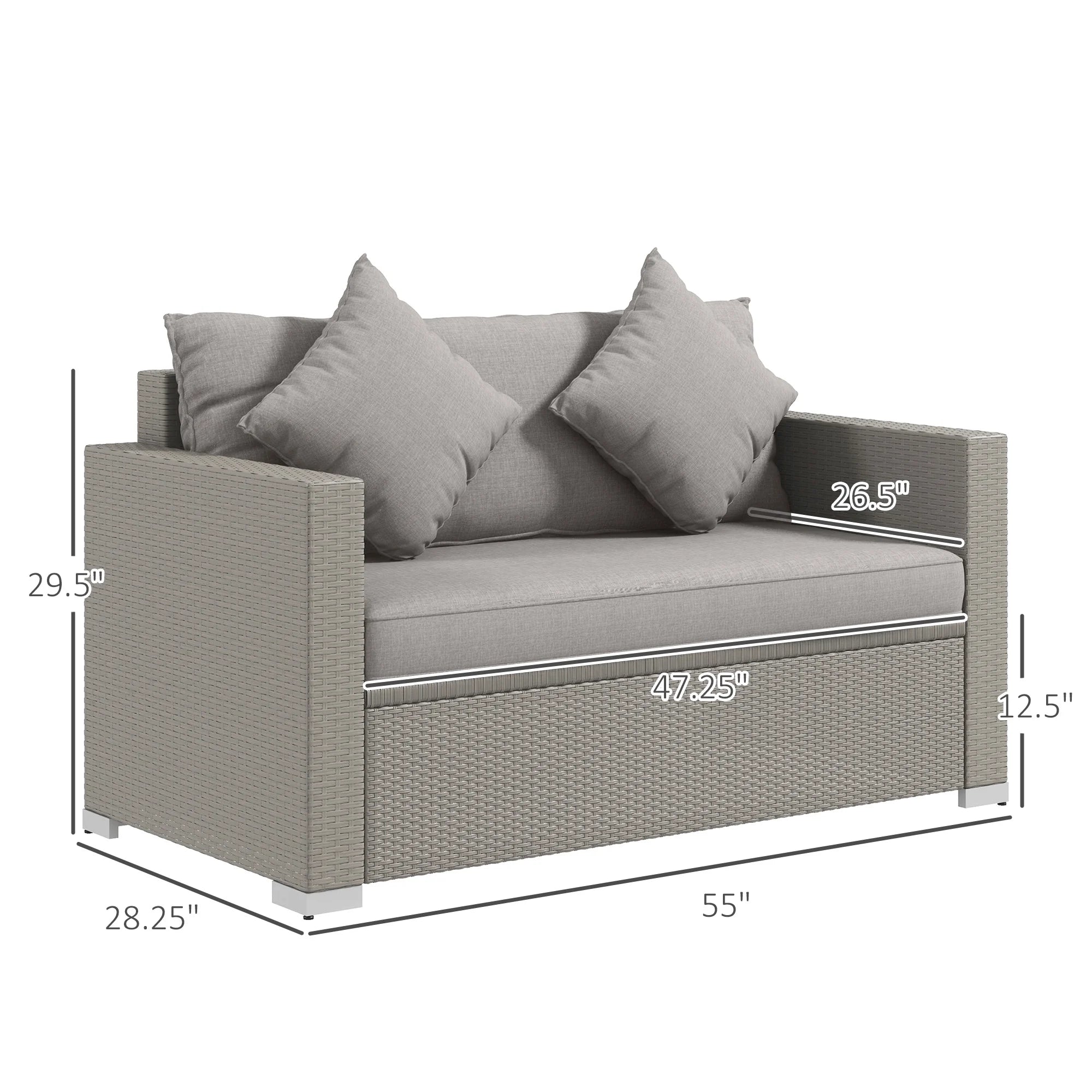 Gray Padded Outdoor Loveseat Sofa T466