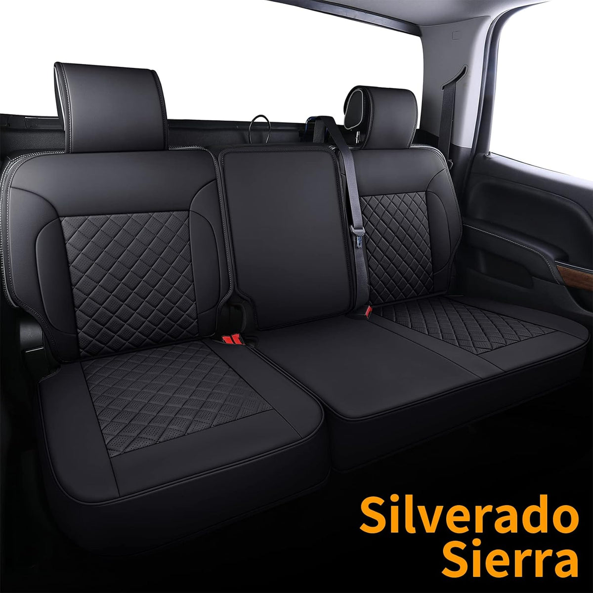 Blue Faux Leather Seat Covers Full Set X149625