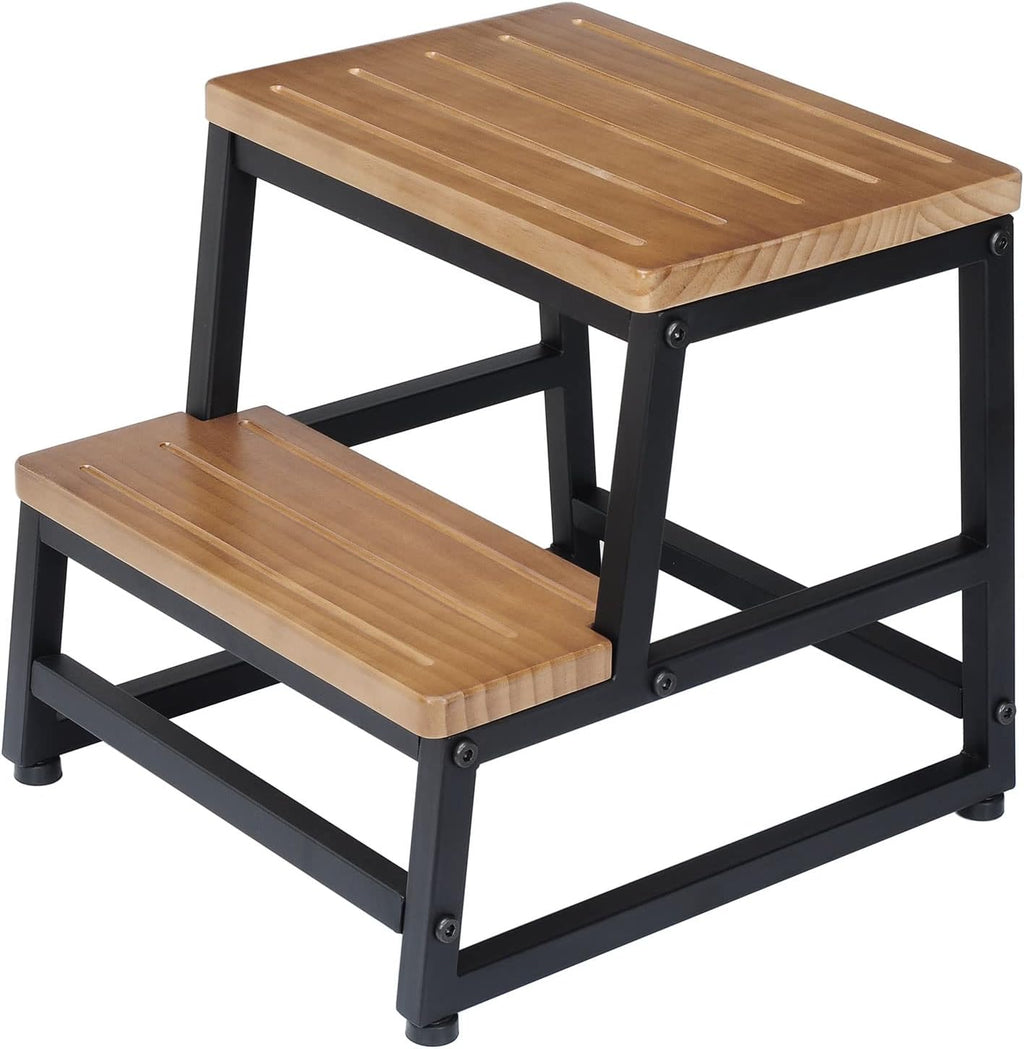 Pack of 2 Dark Walnut Bed Steps with 500lb Load Capacity P893818