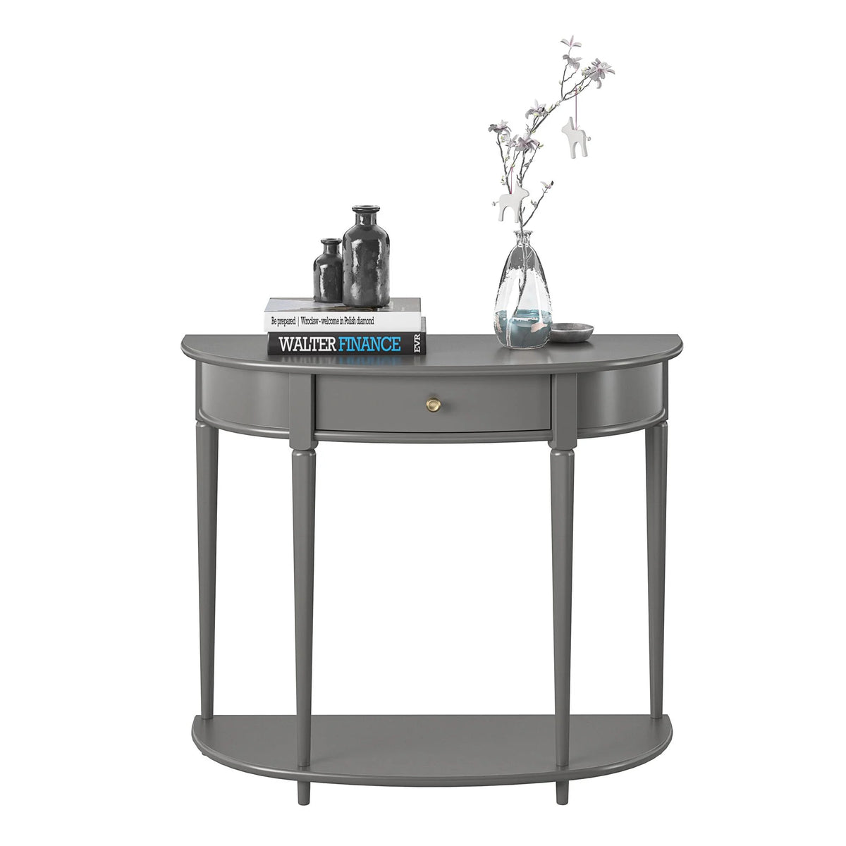 Gray Half-Moon Console Table I506