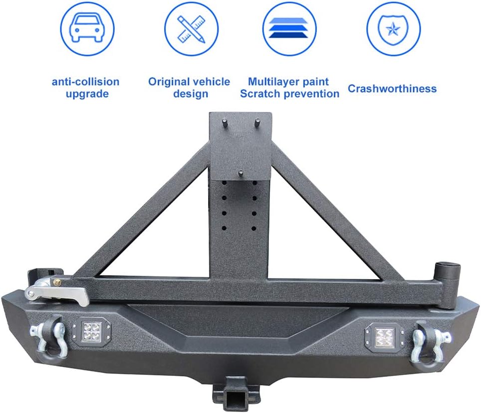 Texture Black Rear Bumper with Tire Carrier for JEEP Wrangler JK X513797