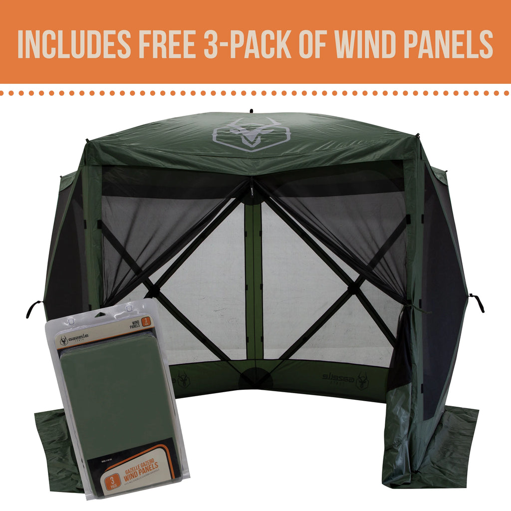 Alpine Green 5-Sided Portable Gazebo with 3pk Wind Panels M364764