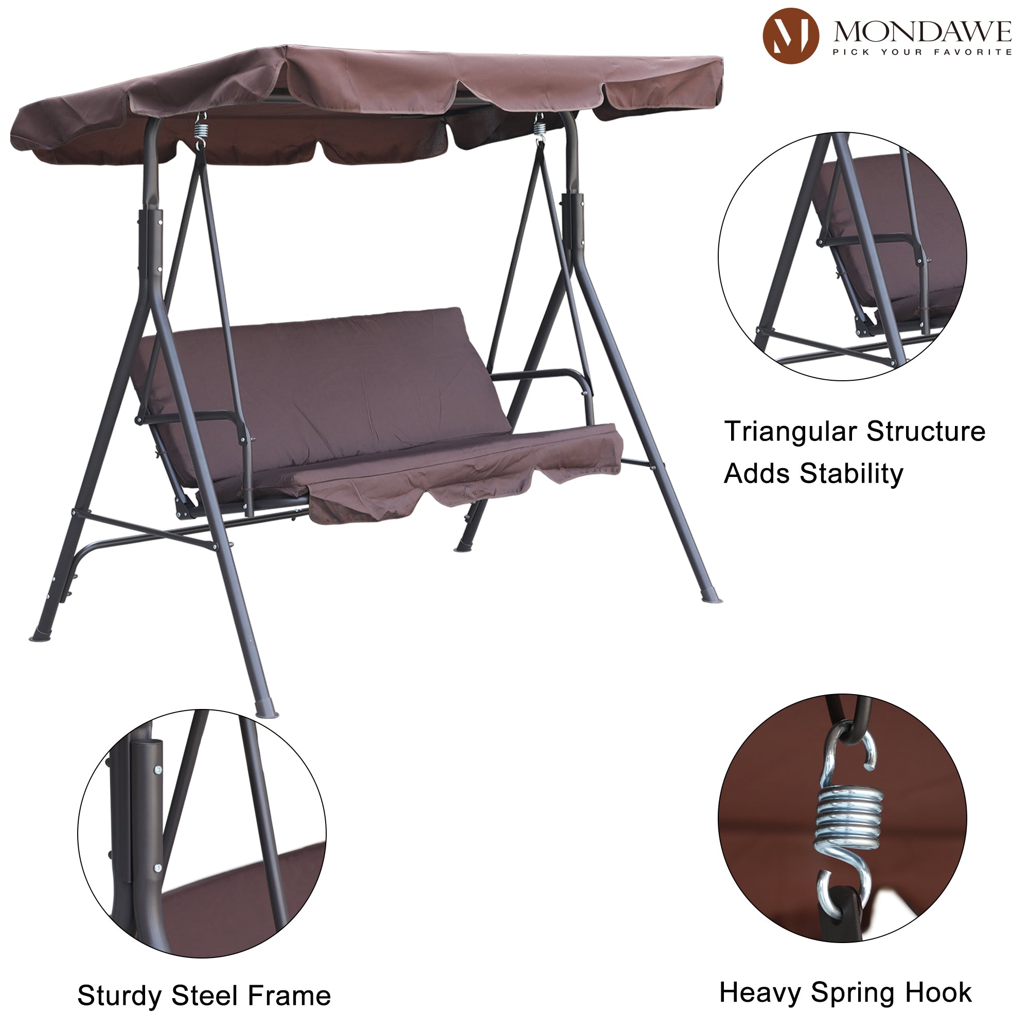 Freestanding Patio Swing Chair with Canopy V7357