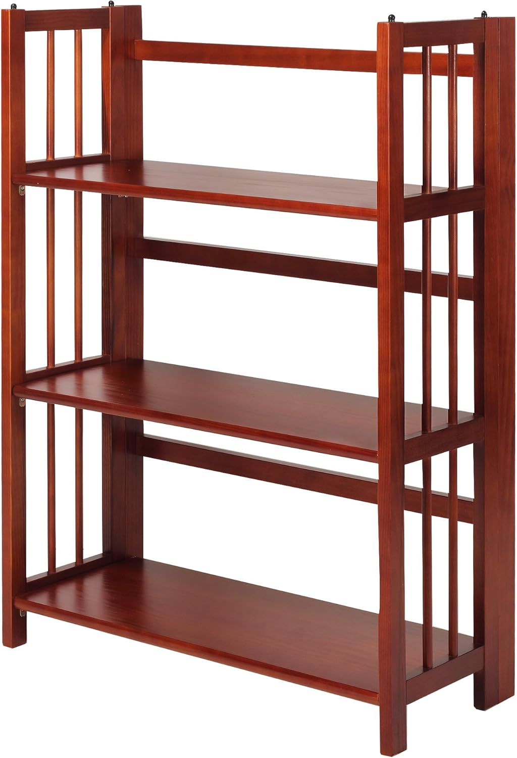 Mahogany 3-Shelf Folding Stackable Bookcase R133890