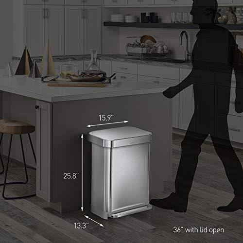 Brushed Stainless Steel Kitchen Step Trash Can T41347